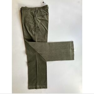 NWT Green Corduroy Trouser Curvy Fit High Waist Wide Leg Stretch 12P TravelSmith